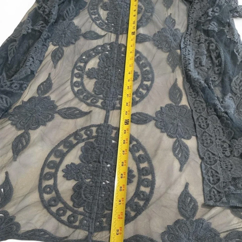 Unbranded Kimono Cardigan Women XXL-XXXL Blue Excellent‎ Boho Floral Mesh Lace